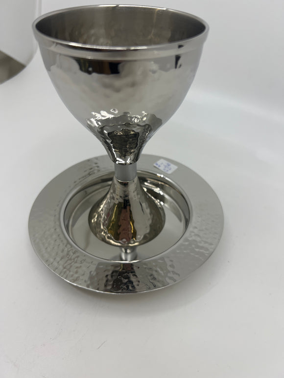 Wide Ring Kiddush Cup and Dish by Yair Emanuel CUS-1