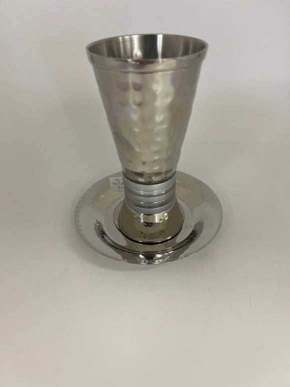 Wide Rings Kiddush Cup and Dish by Yair Emanuel CUT-3