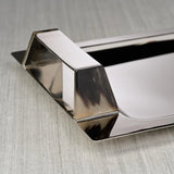 Zodax Berkane Rectangular Bar Tray With Horn Trim IN-7748 - Elegant Sterling 
