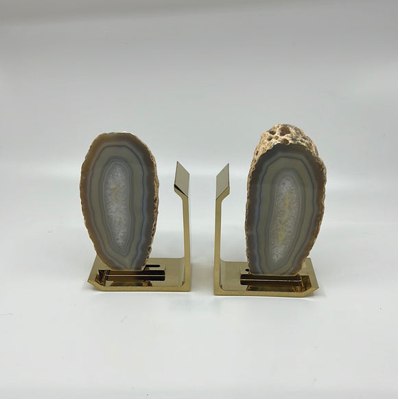 Fim 2-Piece Crystal & Gold Metal Bookends BEOS