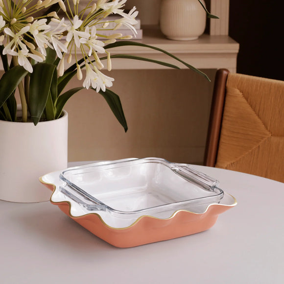 ENCANTO Carola Square Casserole Holder (Cayenne and White) 8803