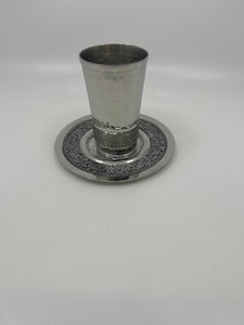 Kiddush Cup and Dish by Yair Emanuel CUJ-7 Silver