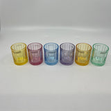 Coloured Crystal Shot Glasses Parallels Set of 6 28304