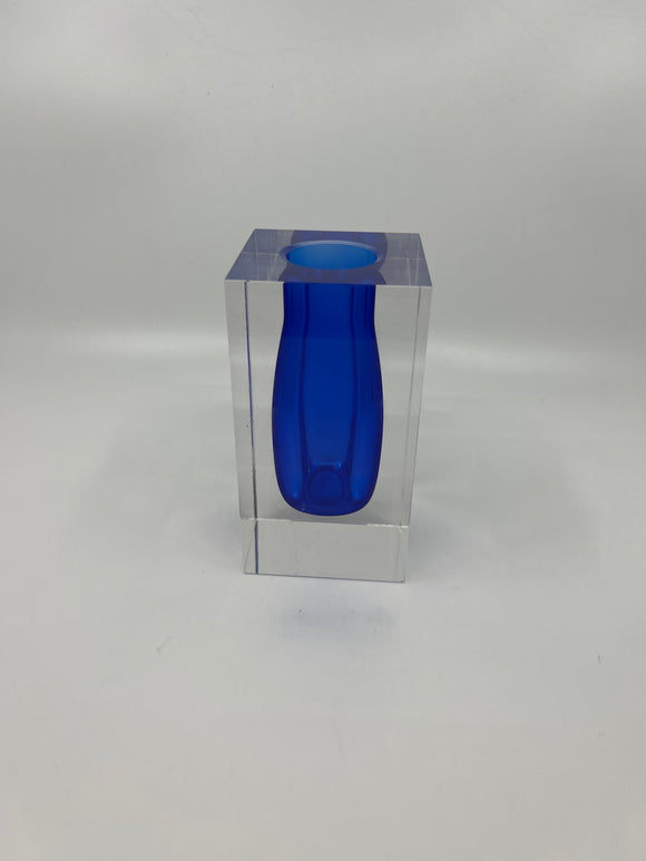 Double Wall Crystal Bud Vase Colored Inner Blue VV5047