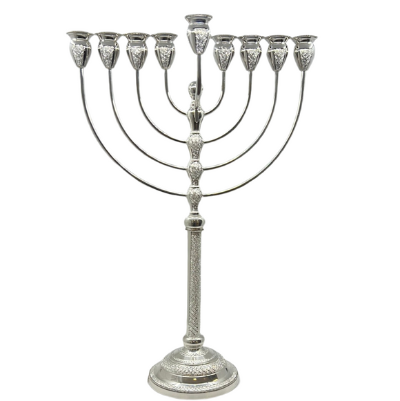Sterling Silver Menorah, Diamond Chasing - Julia HD 5080
