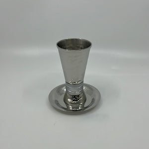 Wide Rings Kiddush Cup and Dish by Yair Emanuel CUT-3 silver
