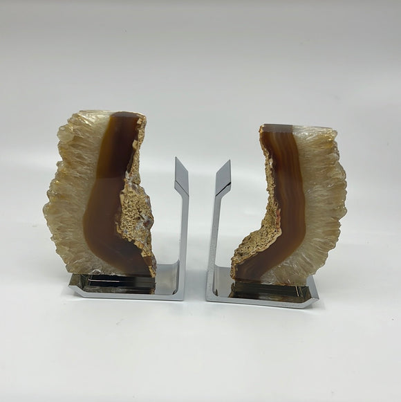 2-Piece Crystal & Metal Bookends FL-002