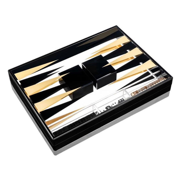 Acrylic Backgammon Set P13  Black/Gold