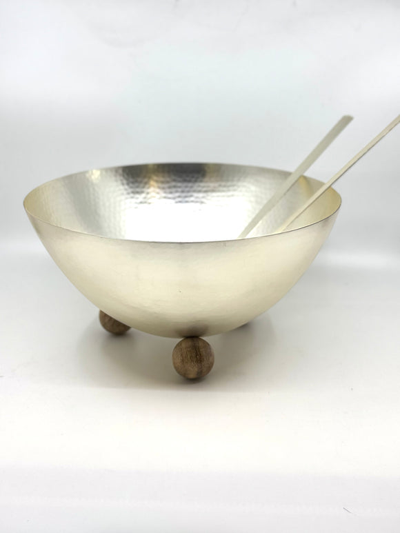 Hammered Footed Bowl with Servers