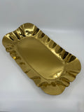Gold Ruffle Oblong Stainless Steel Tray, VT 4929