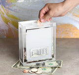 Classic Tzedakah Box - Gold & White TZB CL