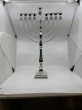 Sterling Silver Menorah  - Curved TA-4