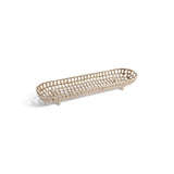 Reticolo Oval Gold Metal Footed Tray - Elegant Sterling 