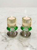 Set of 2 Candle Holders Amber/Green/Smoke VCH 4072 - Elegant Sterling 