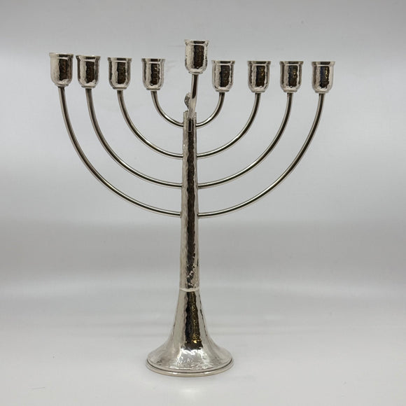 Sterling Silver Menorah  - Hammered Curved TA-1