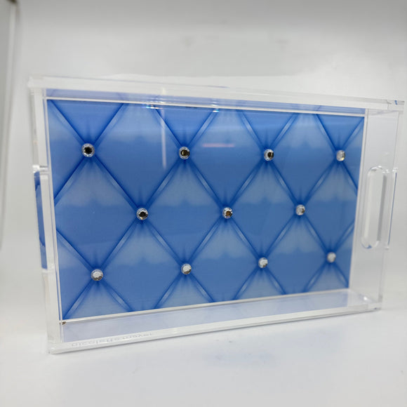 Tufted Silk Soft Blue Tray by Nicolette Mayer