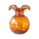 Hibiscus Glass Brown Tortoiseshell Small Fluted Vase 8581 T - Elegant Sterling 