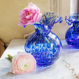 Hibiscus Glass Cobalt Tortoiseshell Small Fluted Vase 8581 CT - Elegant Sterling 