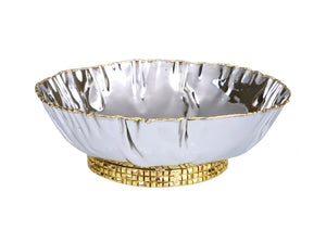 Stainless Steel Crumpled Bowl With Mosaic Base TMGB06