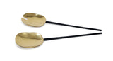 Set Of 2 Salad Servers Gold With Black Handles VSS 4201