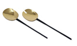 Set Of 2 Salad Servers Gold With Black Handles VSS 4201