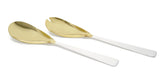 Set Of 2 Gold Salad Servers With White Handles VSS 4818 - Elegant Sterling 