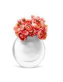 Double Wall White Inlay Glass Vase With Pink Flowers VWV 4985 - Elegant Sterling 