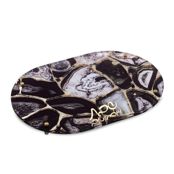 Waterdale Collection: Lucite  Tray - Black Agate