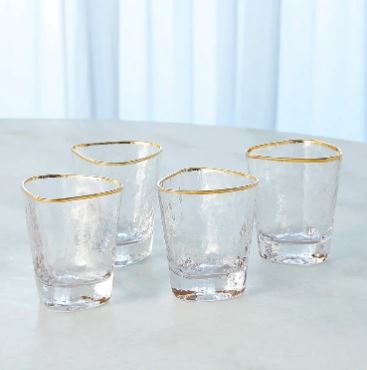 Triangular Shot Glasses with Gold Rim, Set of 6 CH 5615