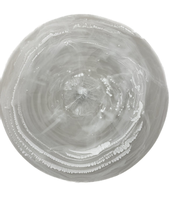 Round Resin Platter Large  , White Swirl - (B50)