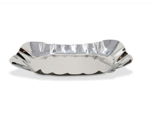 Oblong Ruffle Tray Stainless Steel, Large Silver VT 4928