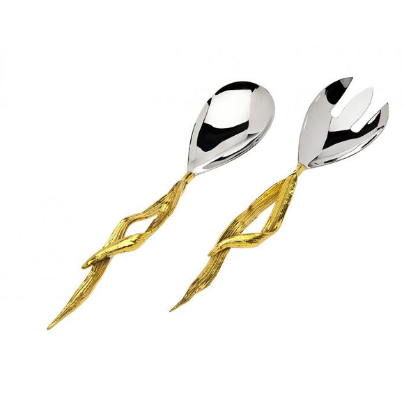 Crumpled Leaf 2 pc Serving Set - Elegant Sterling 