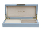 Light Blue Lacquer Box with Silver BX 1251 - Elegant Sterling 