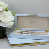 Light Blue Lacquer Box with Silver BX 1251 - Elegant Sterling 
