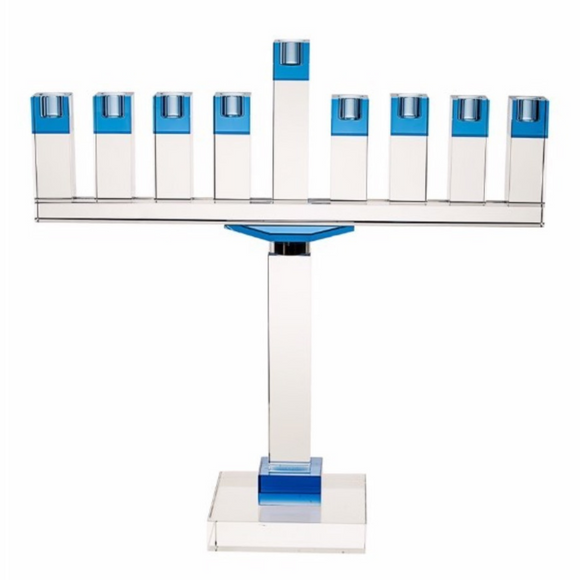 Glass Menorah - Blue