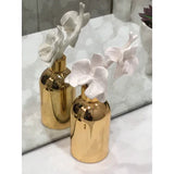 Gold Bottle Diffuser With Gold Cap And White Flower, "English Pear & Freesia" Scent -  VD3426