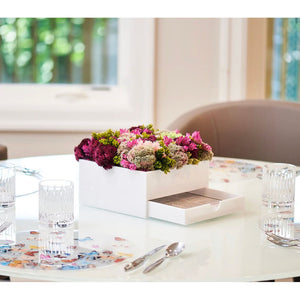 Vase Bencher Set with Purple Faux Floral