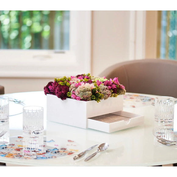 Vase Bencher Set with Purple Faux Floral