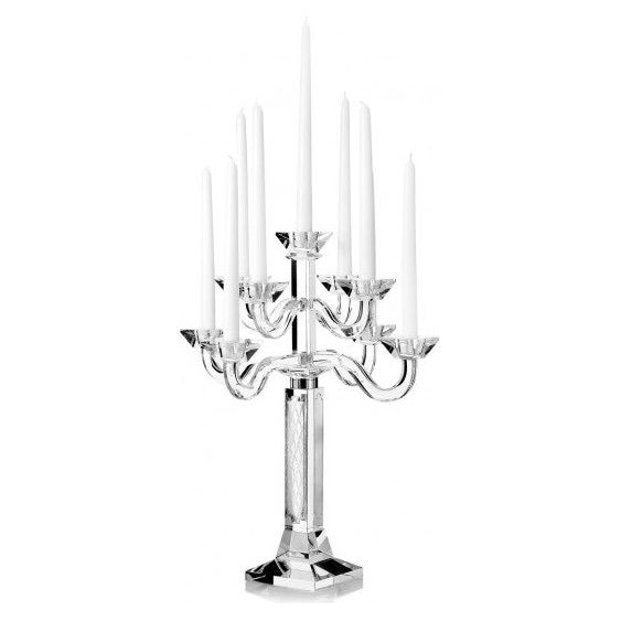 9 Branch Crystal Candelabra with Sterling Silver Accents
