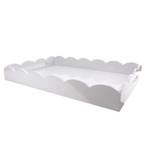 White Large Rectangle Scalloped Edge Tray
