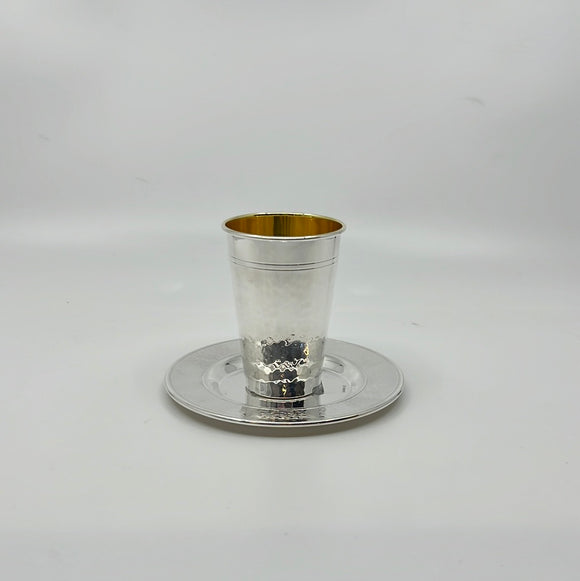 Hammered Kiddush CupSet light hHZ 6461 - Elegant Sterling 