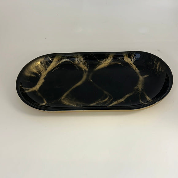 Serving Tray - Black & Gold Marbleized MD1077